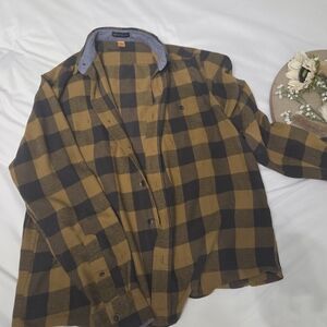 Tailor Vintage Mustard and Black Plaid Shirt